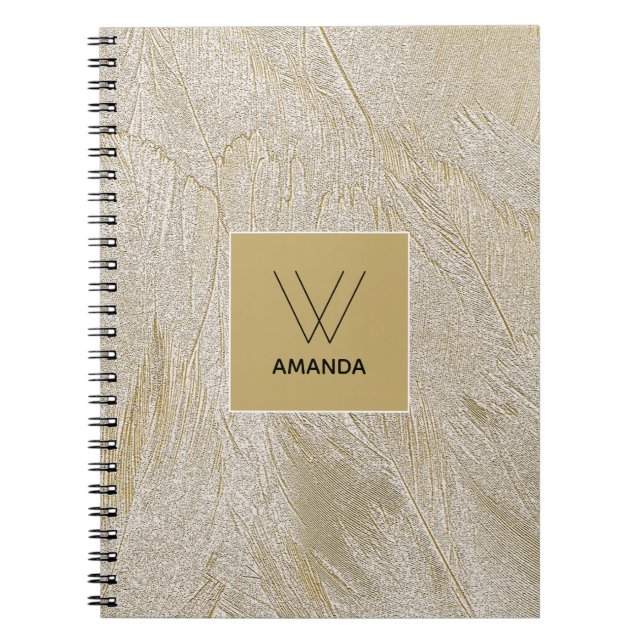 Feathers Close-up Photograph Monogram Notebook (Front)