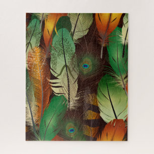 Feathers , Colourful Peacock Pattern Jigsaw Puzz Puzzle