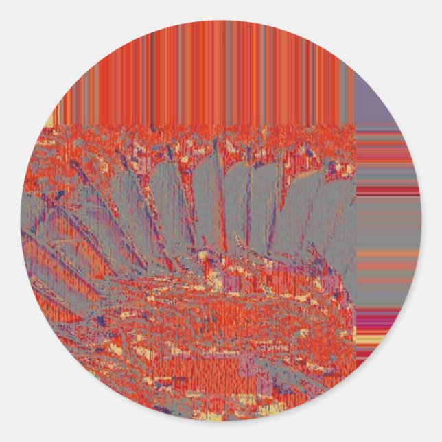 Feathers, digital abstraction classic round sticker (Front)