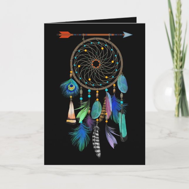 Feathers Dream Catcher | Customisable | Birthday Card (Front)