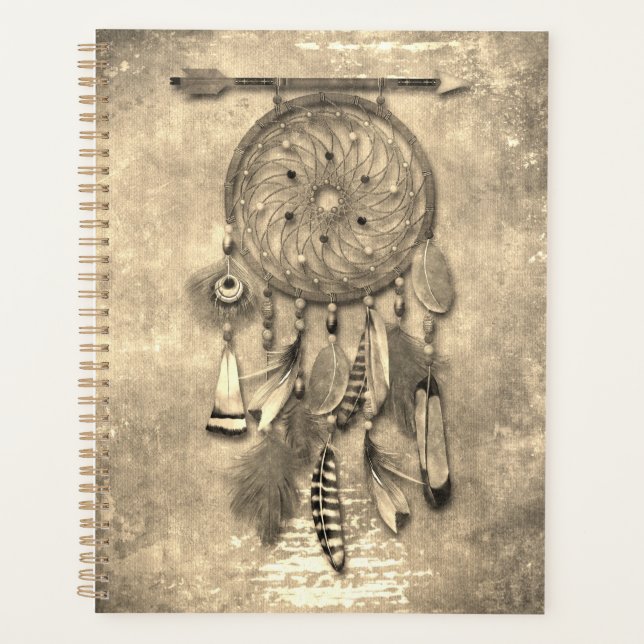 Feathers Dreamcatcher | Boho Grunge Style Planner (Front)