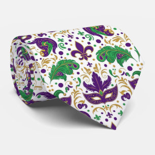 Feathers & Fleur-de-Fun Mardi Gras Tie