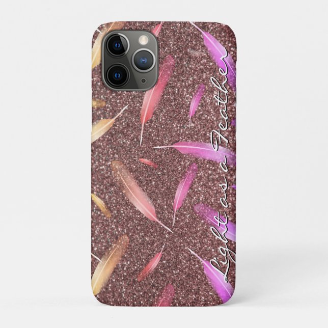 Feathers Glitter base rose gold pink Case-Mate iPhone Case (Back)