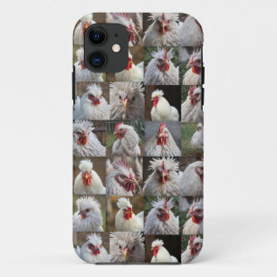"Feathers in Focus: A White Chicken's Portrait" iPhone 11 Case