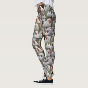 "Feathers in Focus: A White Chicken's Portrait" Leggings