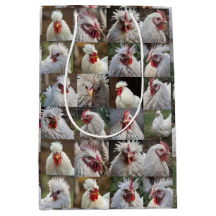 "Feathers in Focus: A White Chicken's Portrait" Medium Gift Bag