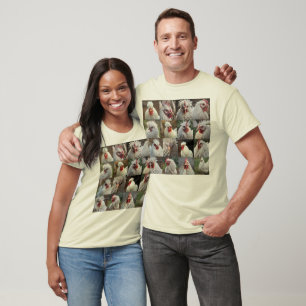 "Feathers in Focus: A White Chicken's Portrait" T-Shirt