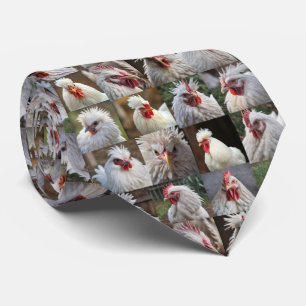 "Feathers in Focus: A White Chicken's Portrait" Tie
