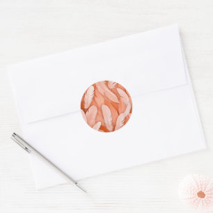 Feathers in Peach Fuzz colour, Classic Round Sticker