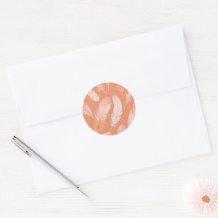 Feathers in Peach Fuzz colour, Classic Round Sticker