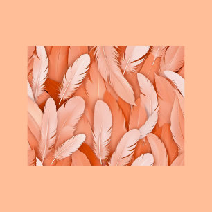 Feathers in Peach Fuzz colour, Postcrossing Postcard