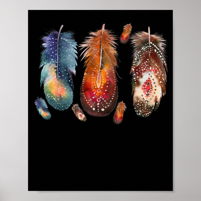 Feathers Indian Native Pride Indigenous Poster (Front)