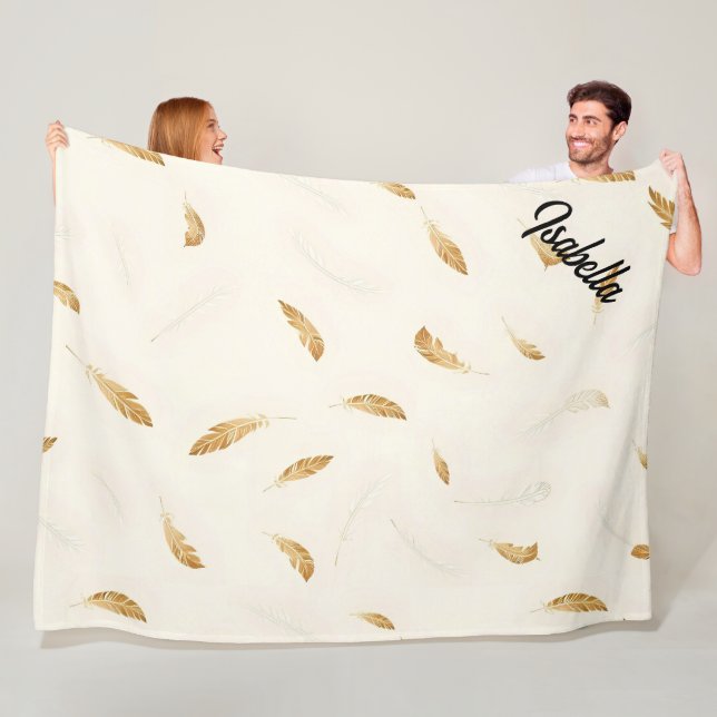 Feathers Luxury Modern Boho Collection Fleece Blanket (In Situ)