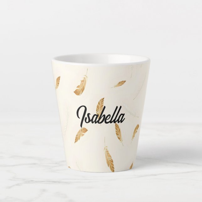 Feathers Luxury Modern Boho Collection Latte Mug (Front)