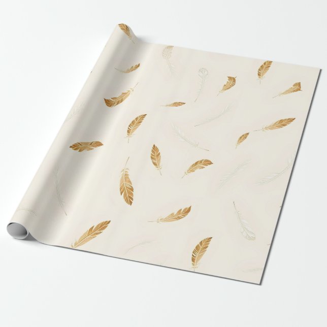 Feathers Luxury Modern Boho Collection Wrapping Paper (Unrolled)