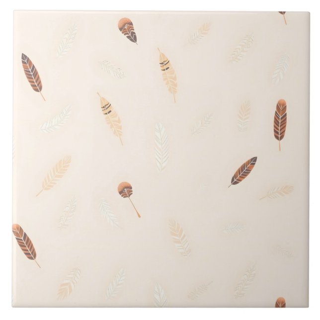 Feathers Luxury Popular Boho Collection Ceramic Tile (Front)