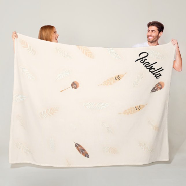 Feathers Luxury Popular Boho Collection Fleece Blanket (In Situ)