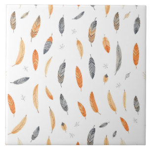 Feathers Luxury Trendy Boho Collection Ceramic Tile
