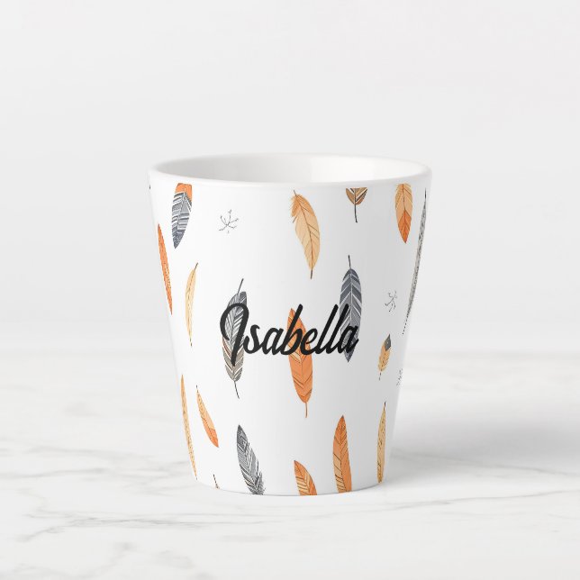 Feathers Luxury Trendy Boho Collection Latte Mug (Front)