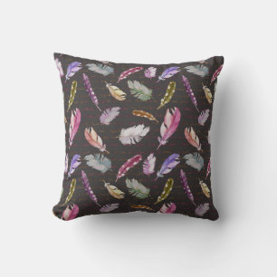 Feathers Note: Watercolor Bird Pattern. Cushion