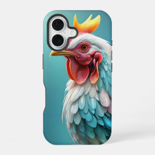 "Feathers of Color: The Rainbow Chicken" iPhone 16 Case