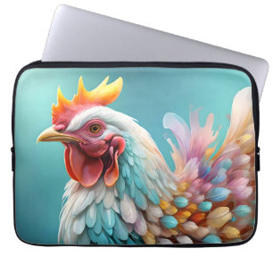 "Feathers of Color: The Rainbow Chicken" Laptop Sleeve