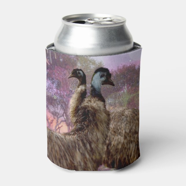 "Feathers of Romance: The Courtship of the Emus" Can Cooler (Can Front)