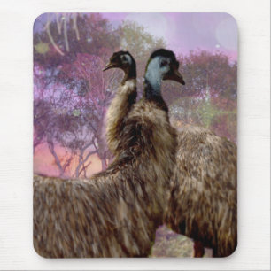 "Feathers of Romance: The Courtship of the Emus" Mouse Pad