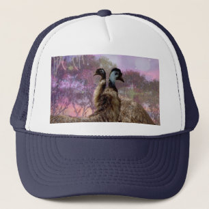 "Feathers of Romance: The Courtship of the Emus" Trucker Hat