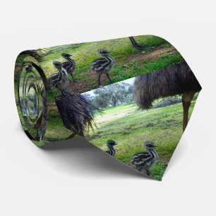"Feathers of the Future: Three Baby Emu Chicks" Tie