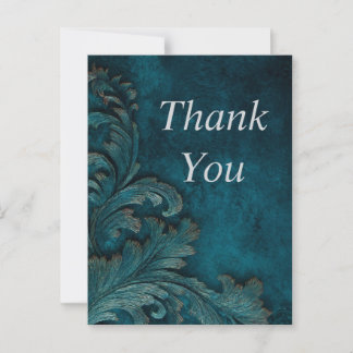 Feathers on Dark Blue Texture Thank You Card