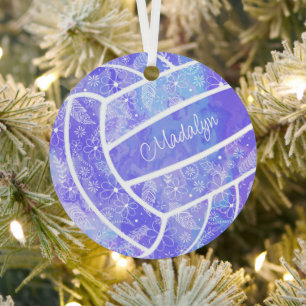 feathers paislies floral pattern purple volleyball metal tree decoration