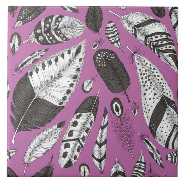 Feathers pattern ceramic tile (Front)