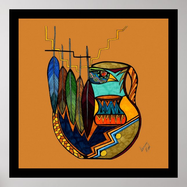 Feathers & Pot Poster (Front)