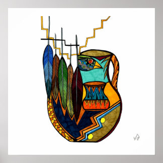 Feathers & Pot Spirit Reproduction Poster