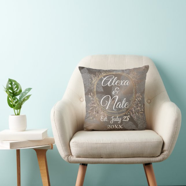 Feathers Rose Blush Floral Wreath Wedding Cushion (Chair)