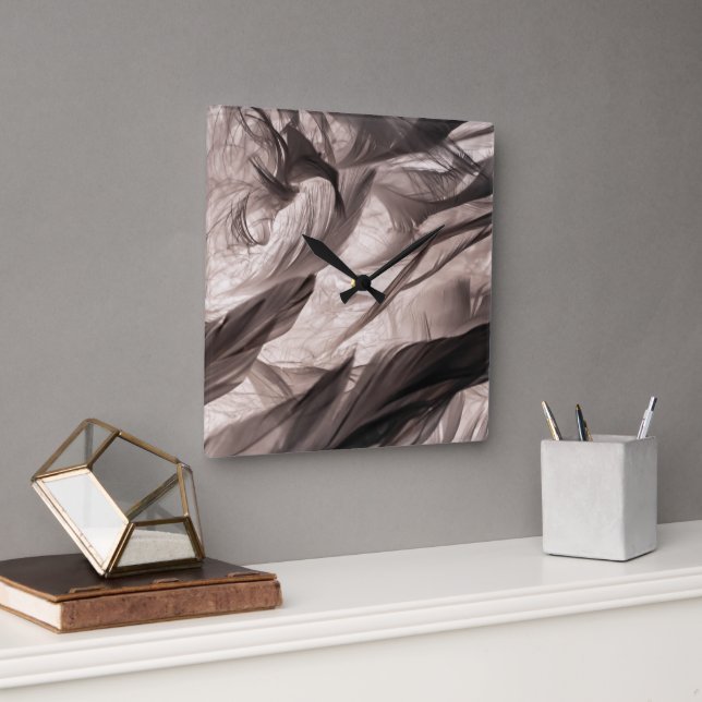 Feathers Square Wall Clock (Office)