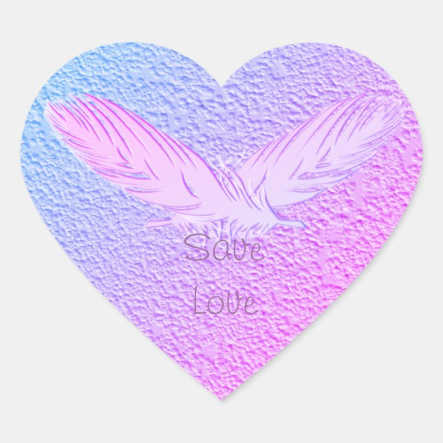 feathers. text. heart sticker (Front)