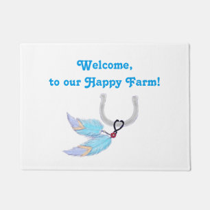 Feathers Welcome Happy Farm Doormat