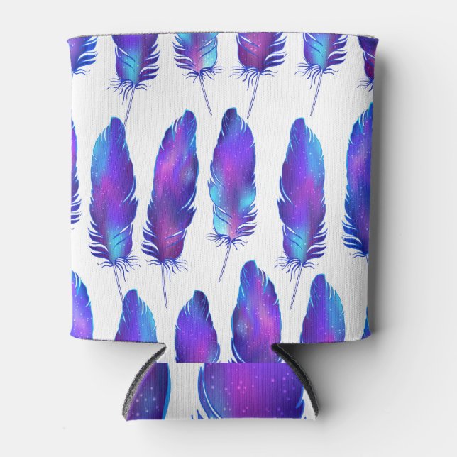 Feathers with space texture, magical pattern. can cooler (Front)