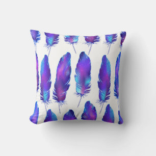 Feathers with space texture, magical pattern. cushion