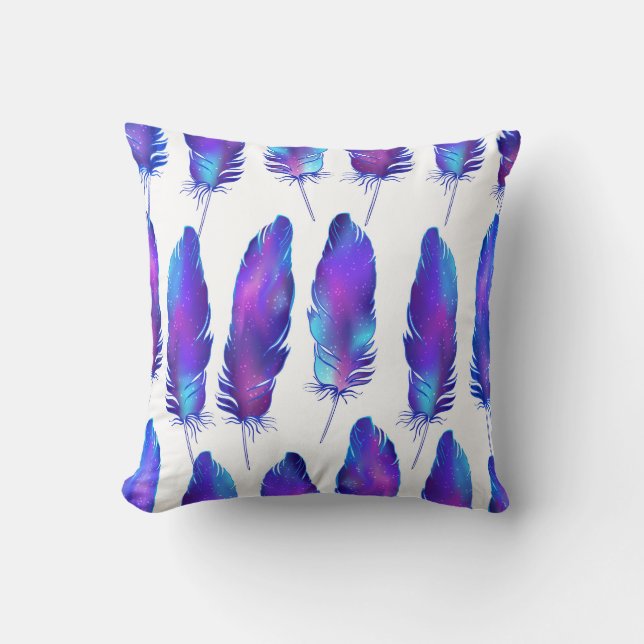 Feathers with space texture, magical pattern. cushion (Front)