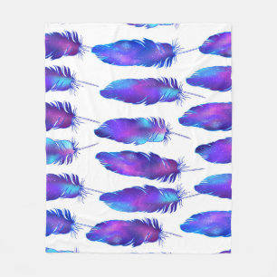 Feathers with space texture, magical pattern. fleece blanket