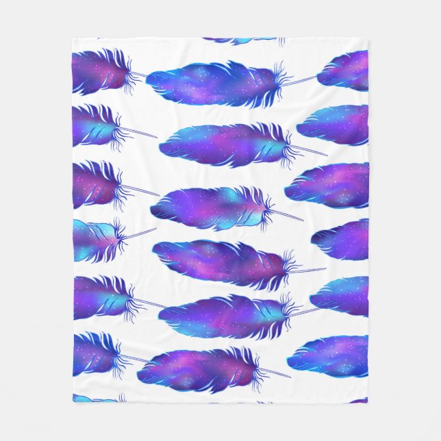 Feathers with space texture, magical pattern. fleece blanket (Front)