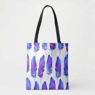 Feathers with space texture, magical pattern. tote bag