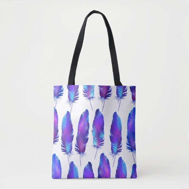 Feathers with space texture, magical pattern. tote bag (Front)