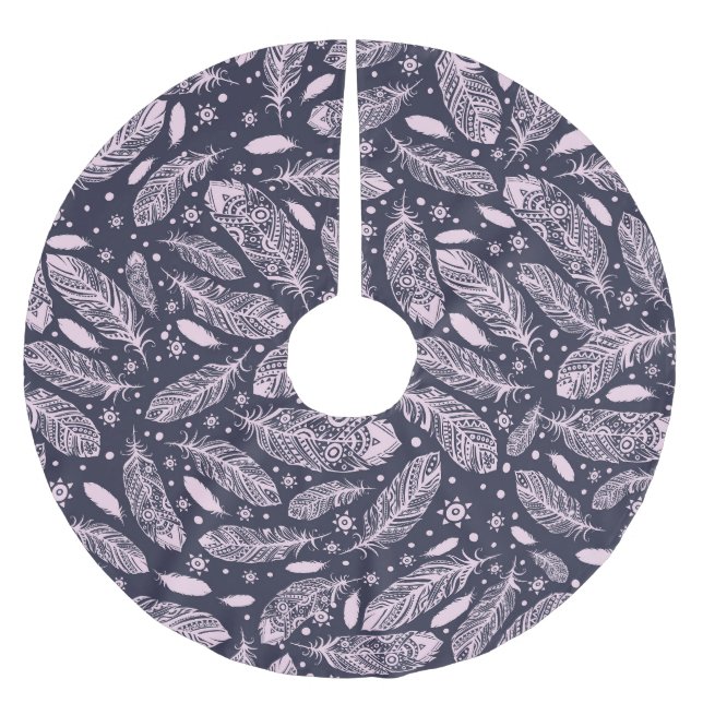 Feathery Fantasy: Romantic Pattern Creation Brushed Polyester Tree Skirt (Front)