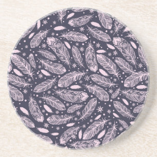 Feathery Fantasy: Romantic Pattern Creation Coaster