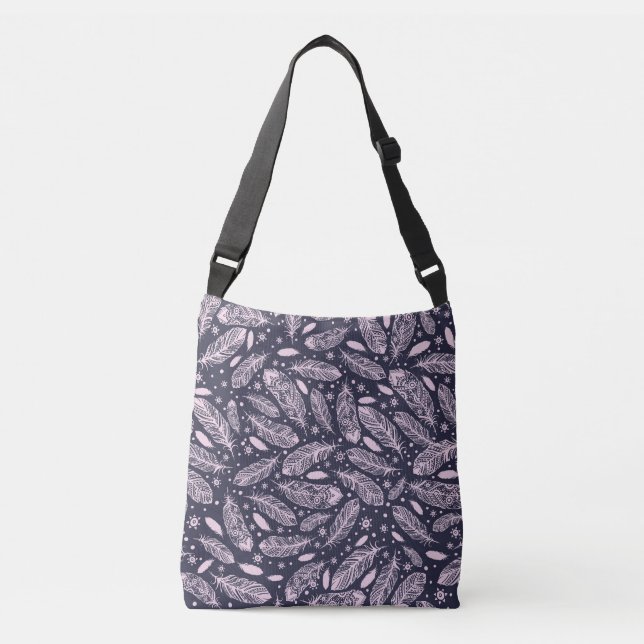 Feathery Fantasy: Romantic Pattern Creation Crossbody Bag (Front)