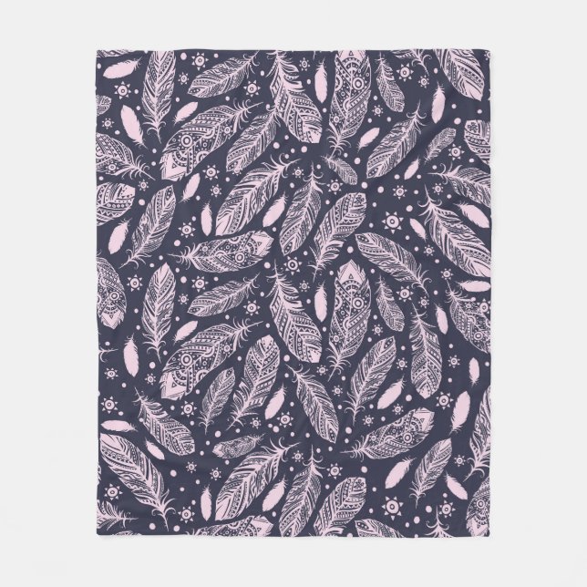 Feathery Fantasy: Romantic Pattern Creation Fleece Blanket (Front)